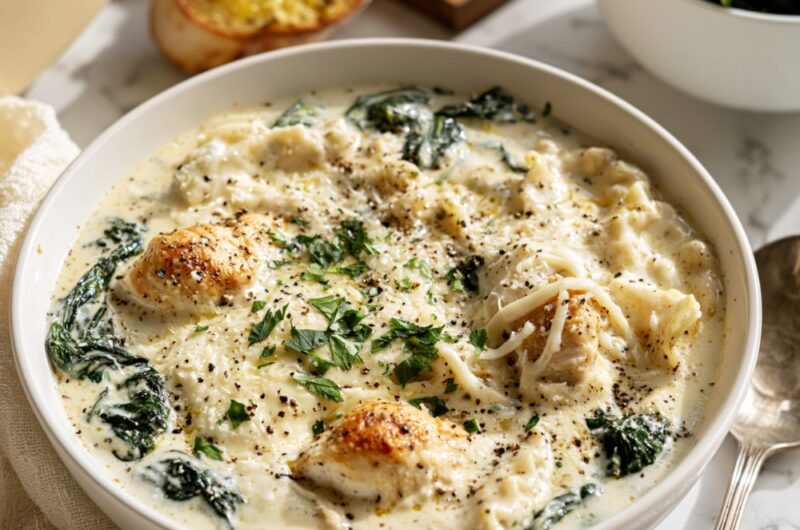 Chicken Alfredo Lasagna Soup