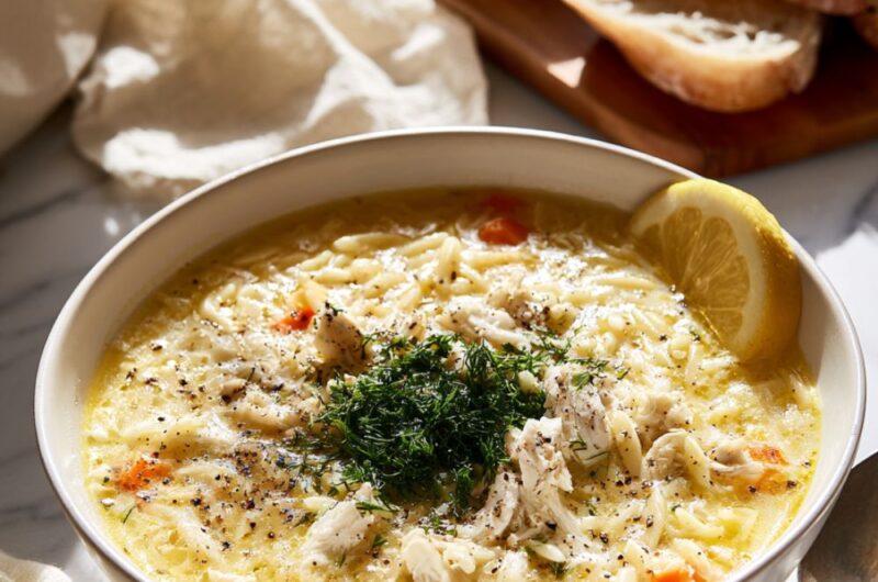 Greek Chicken Lemon Orzo Soup