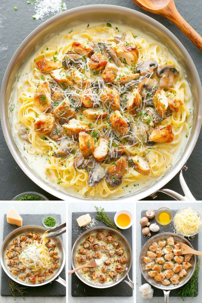 Chicken Mushroom Alfredo Pasta Recipe