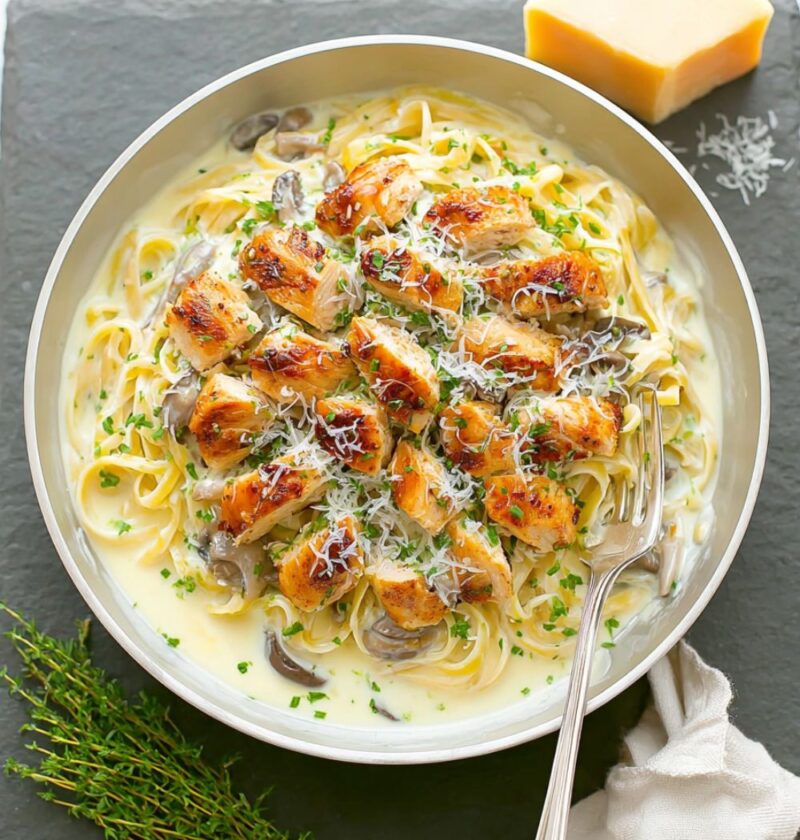 Chicken Mushroom Alfredo Pasta Recipe