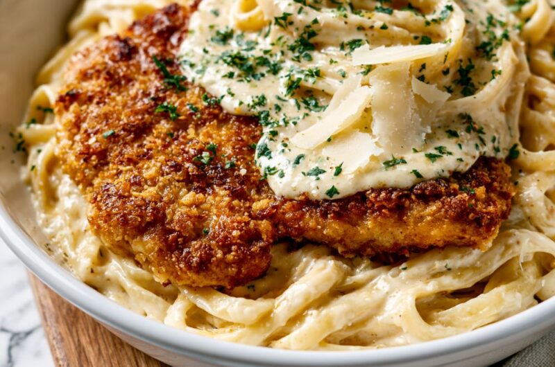 Fried Chicken Alfredo Pasta