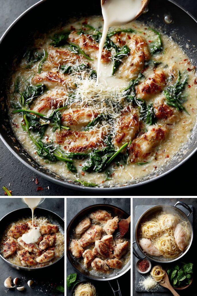 Chicken Spinach Alfredo Pasta Recipe
