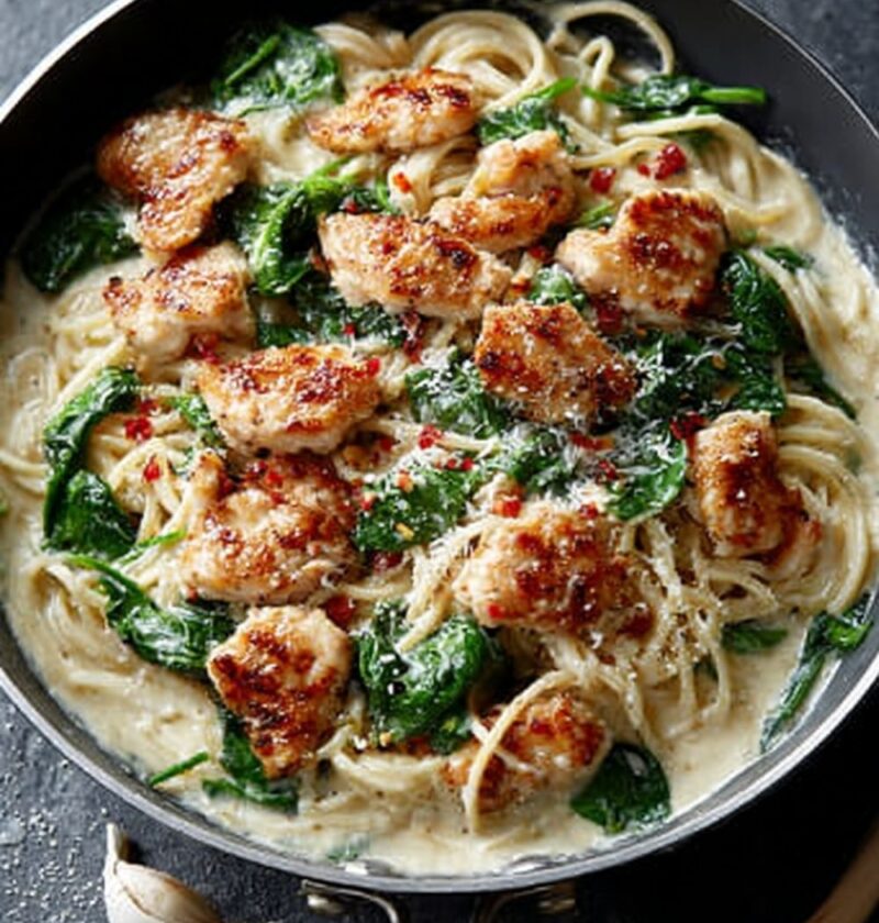 Chicken Spinach Alfredo Pasta Recipe
