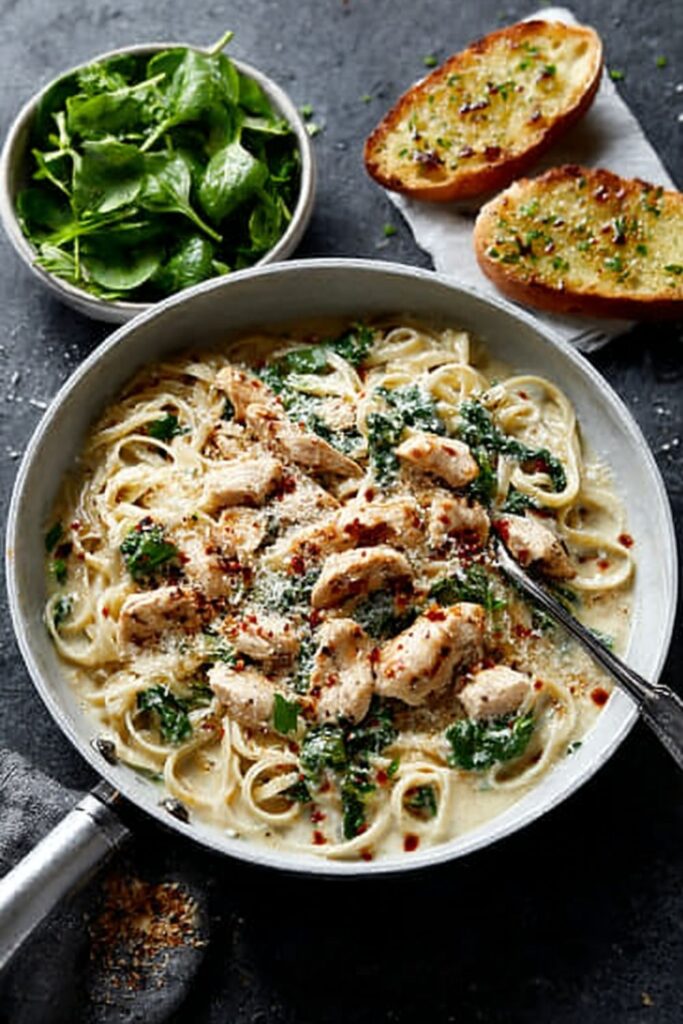Chicken Spinach Alfredo Pasta Recipe