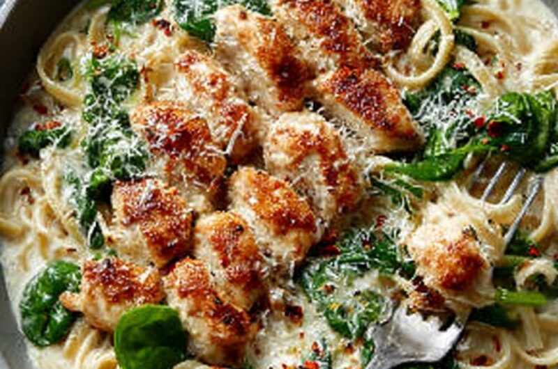 Chicken Spinach Alfredo Pasta