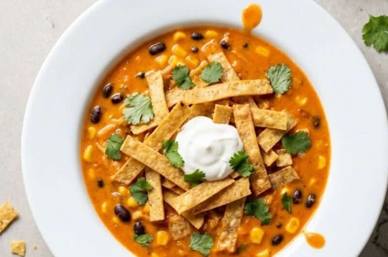 Easy Creamy Chicken Tortilla Soup Recipe
