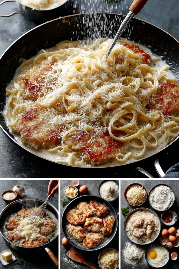 Fried Chicken Alfredo Pasta Recipe