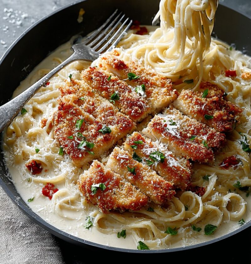 Fried Chicken Alfredo Pasta Recipe