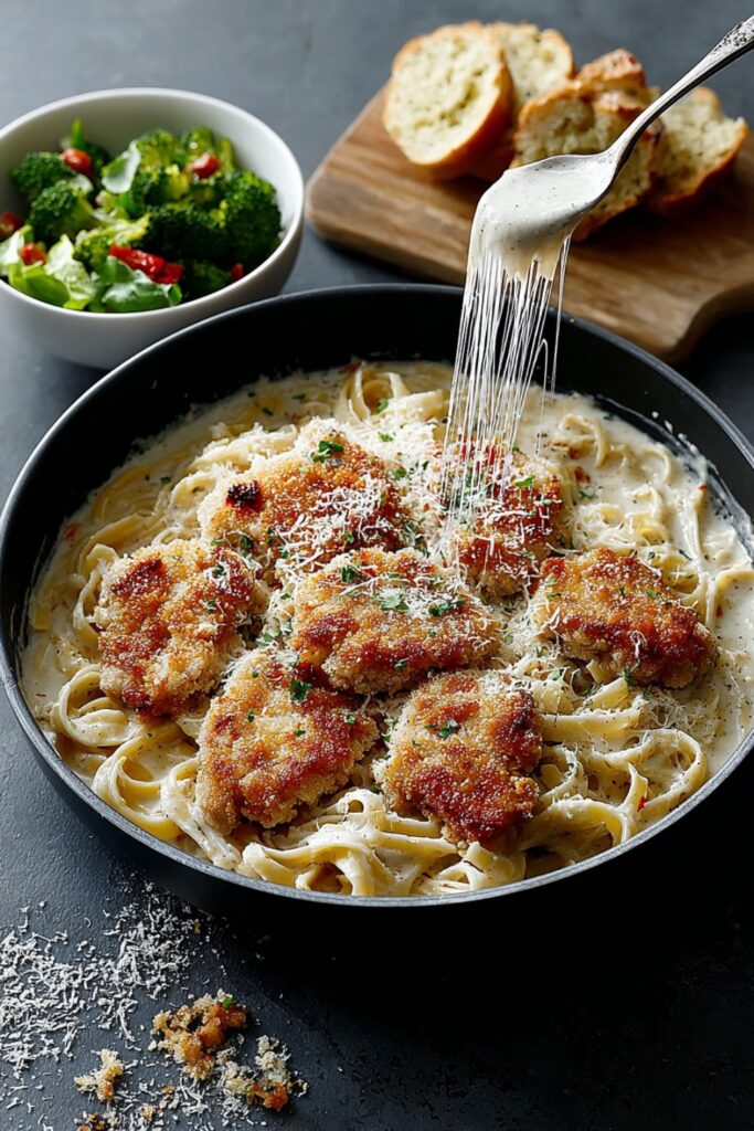 Fried Chicken Alfredo Pasta Recipe