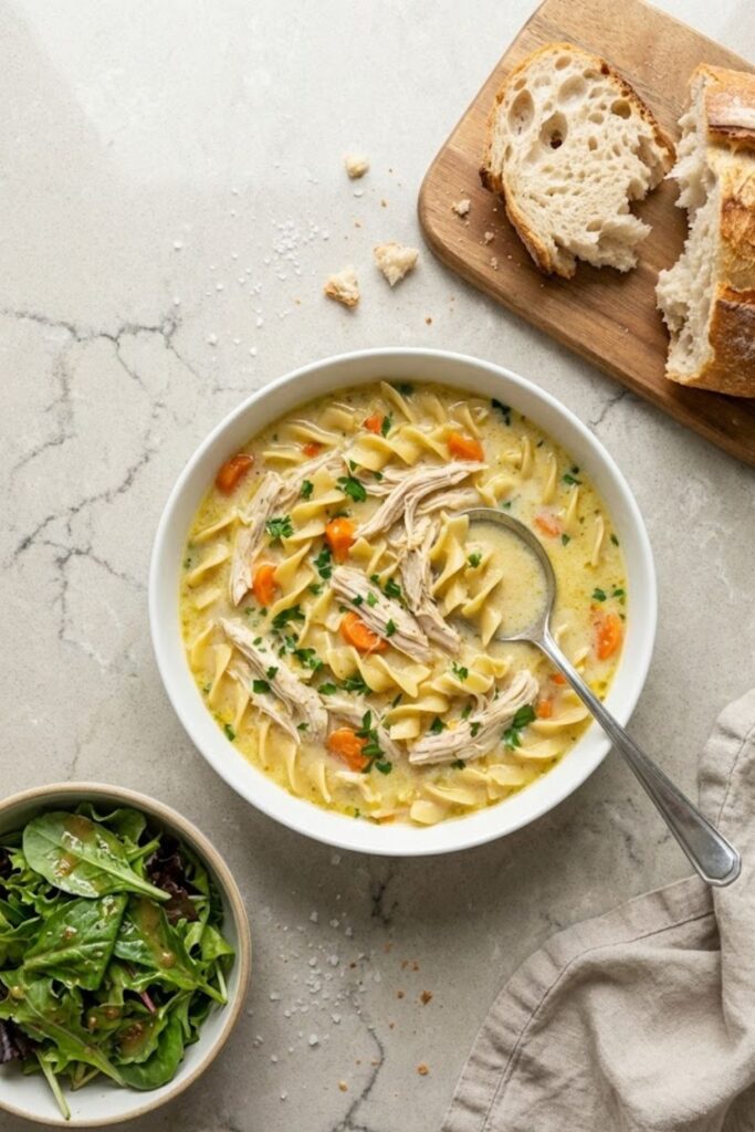 Homemade Creamy Chicken Noodle Soup Recipe