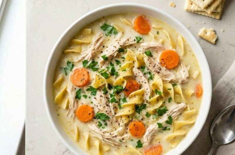 Homemade Creamy Chicken Noodle Soup Recipe