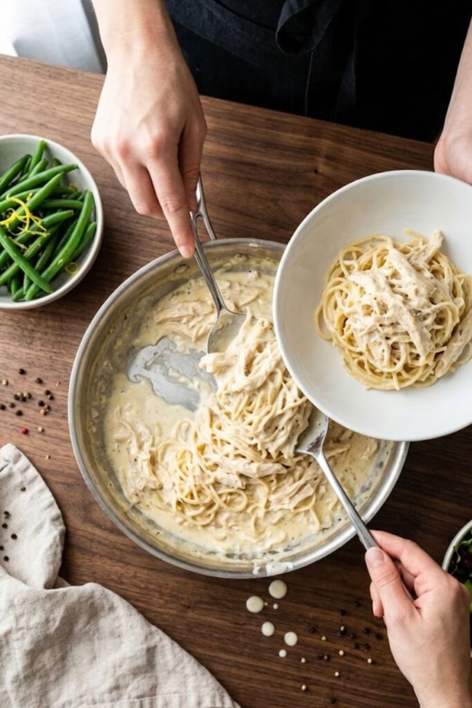 Shredded Chicken Alfredo Pasta Recipe