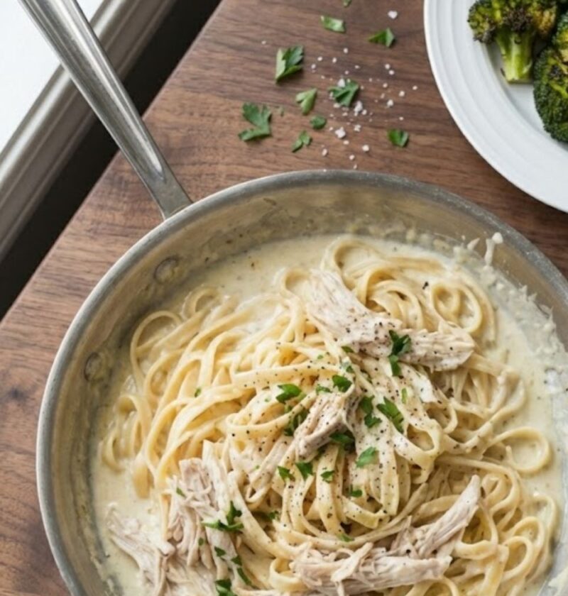 Shredded Chicken Alfredo Pasta Recipe