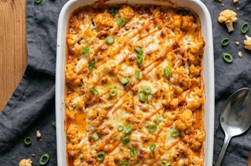 Buffalo Chicken Cauliflower Casserole