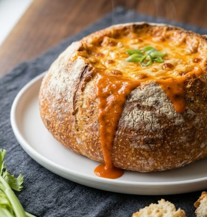 Buffalo Chicken Dip Bread Bowl Recipe