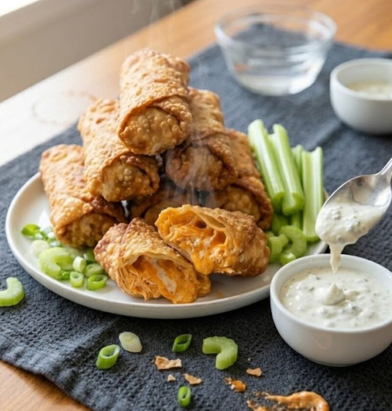 Buffalo Chicken Dip Egg Rolls Recipe
