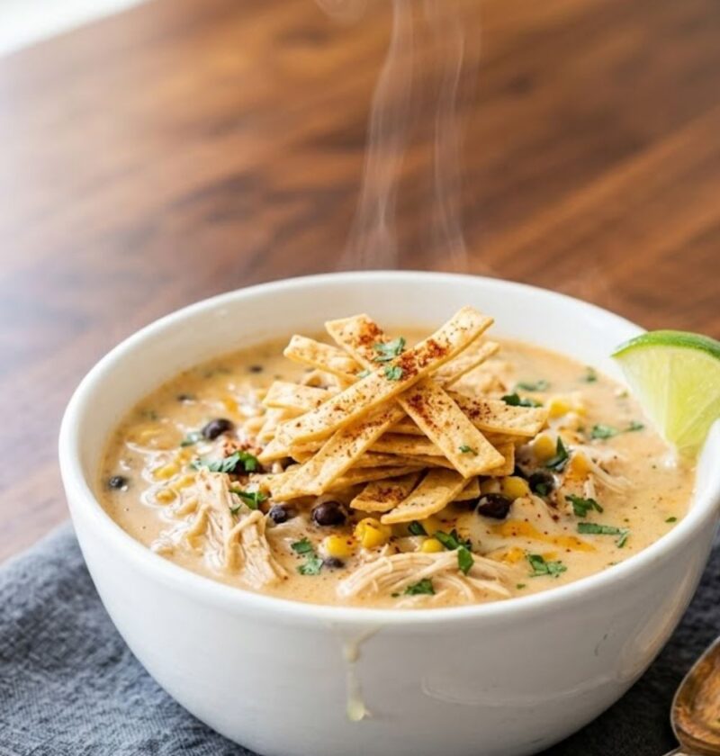 Cheesy Southwest Chicken Tortilla Soup Recipe