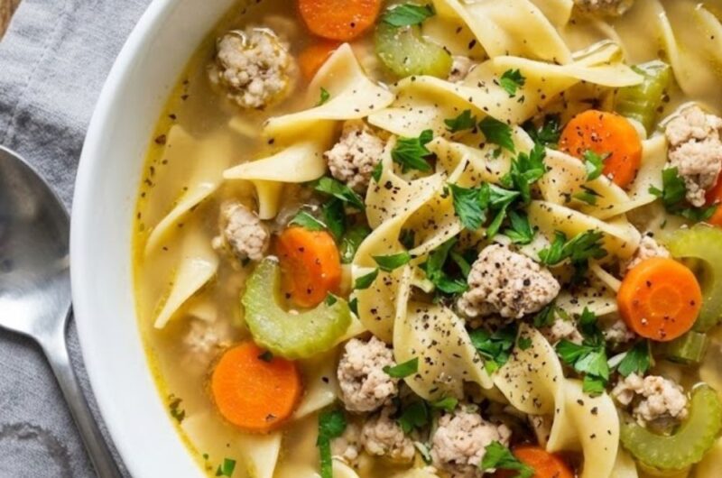 Ground Chicken Noodle Soup