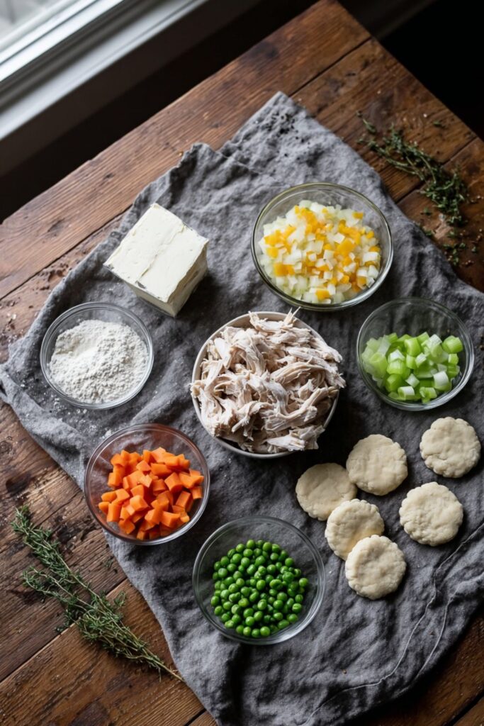 Chicken Pot Pie Casserole with Biscuits Recipe
