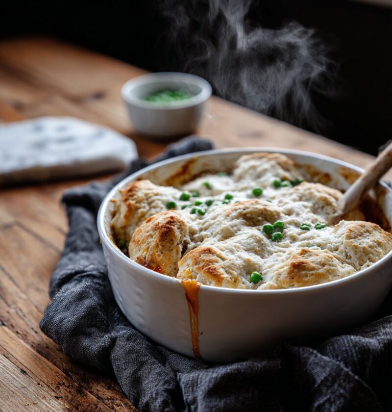 Chicken Pot Pie Casserole with Biscuits Recipe