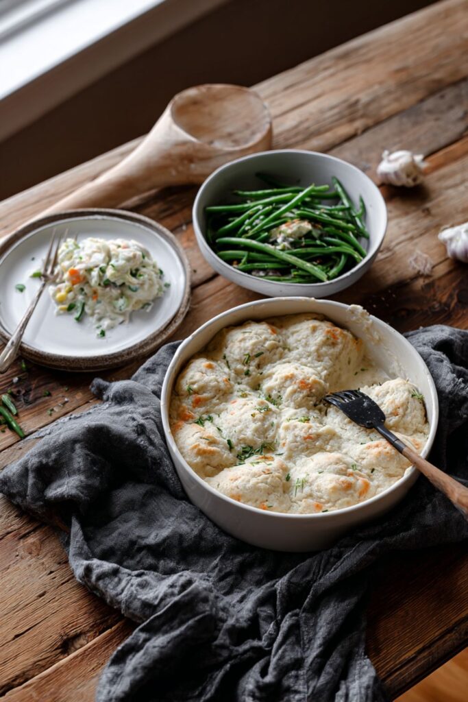 Chicken Pot Pie Casserole with Biscuits Recipe