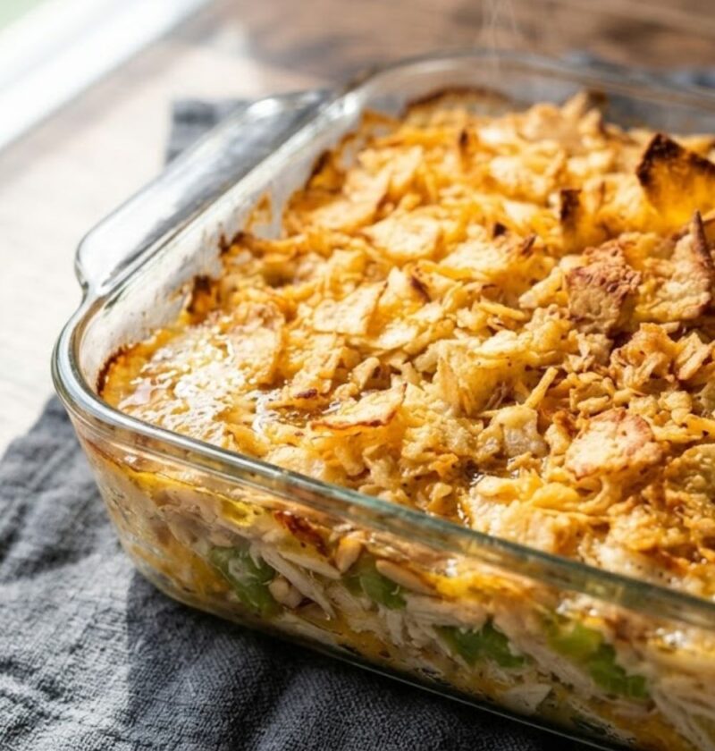 Chicken Salad Casserole with Potato Chip Topping Recipe