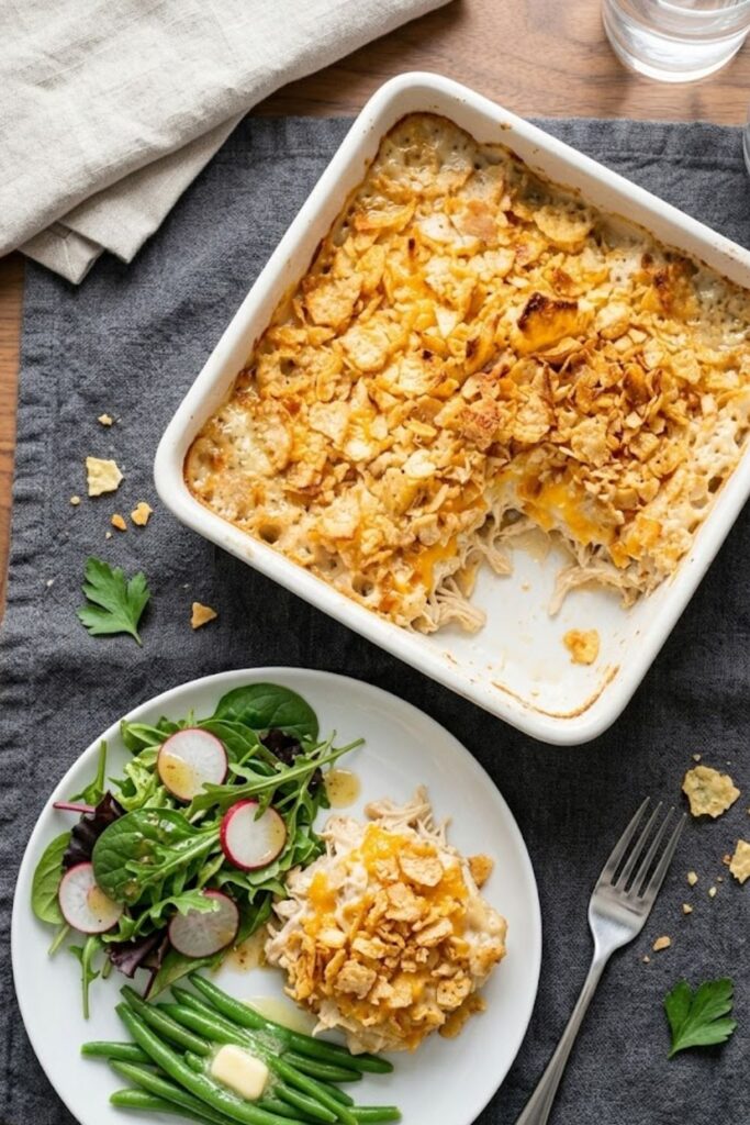 Chicken Salad Casserole with Potato Chip Topping Recipe