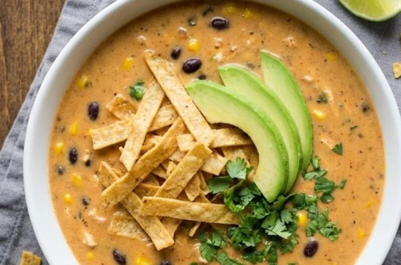 Creamy Ground Chicken Tortilla Soup