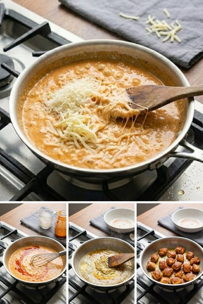 Creamy Buffalo Parmesan Garlic Chicken Pasta Recipe