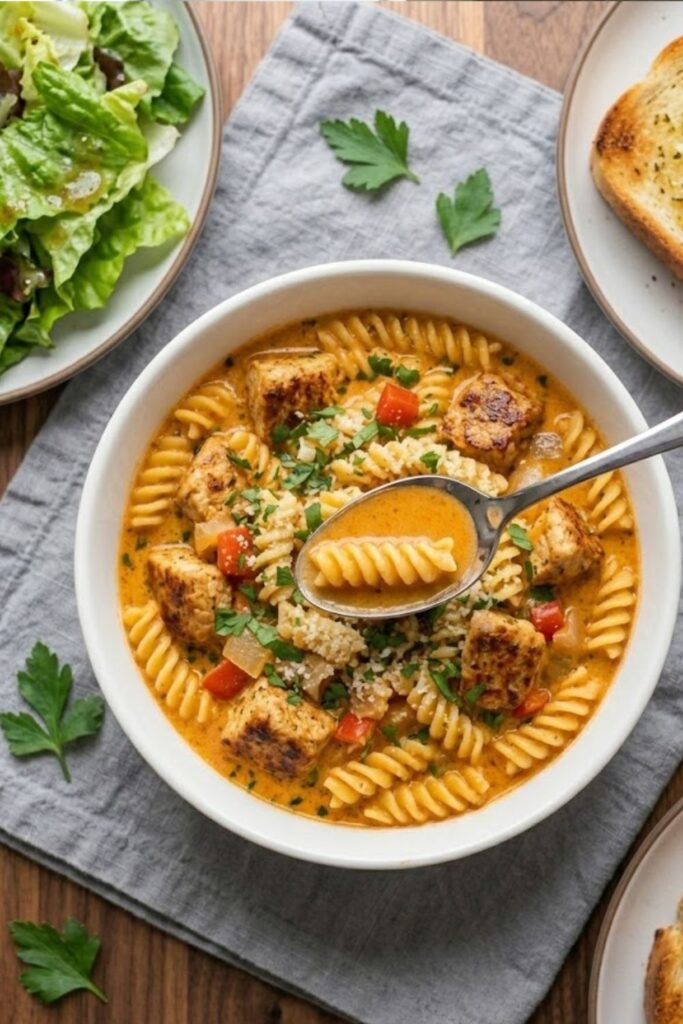 Creamy Cajun Chicken Pasta Soup Recipe