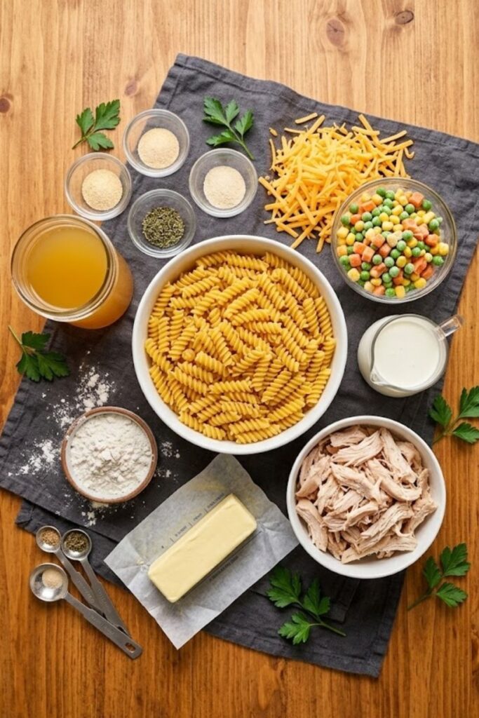 Creamy Chicken Pot Pie Pasta Casserole Recipe