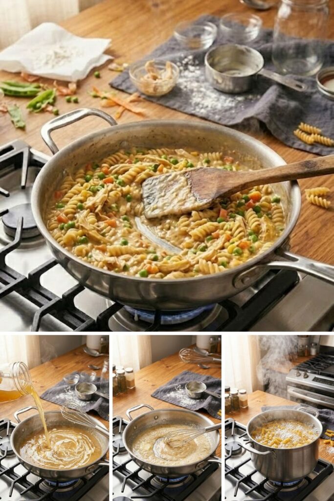 Creamy Chicken Pot Pie Pasta Casserole Recipe