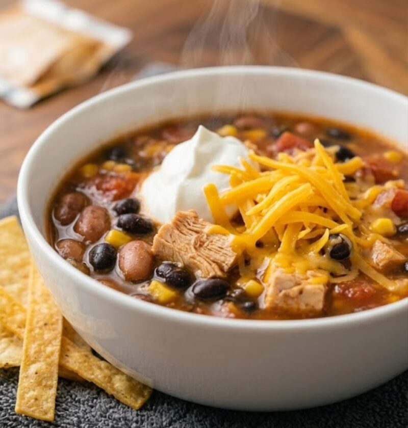 Easy 7 Can Chicken Taco Soup Recipe