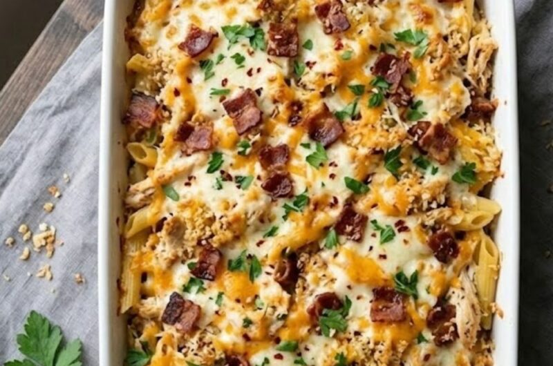 Garlic Parmesan Chicken Pasta Bake