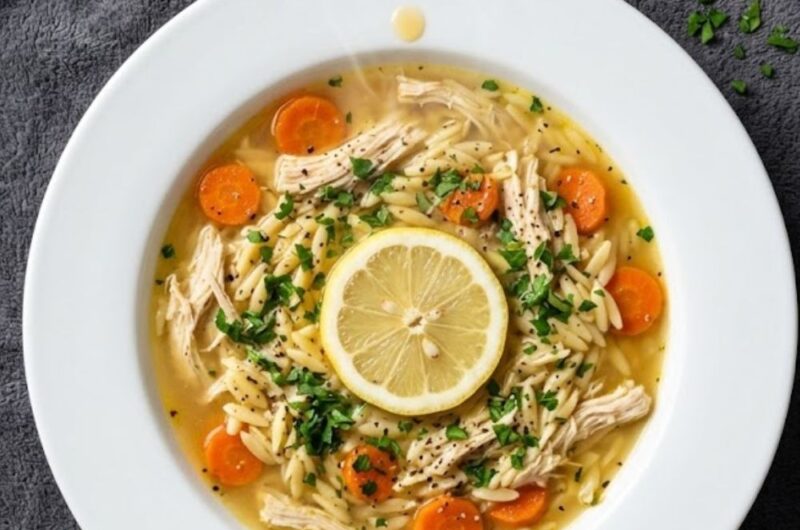 Lemon Pepper Chicken Orzo Soup