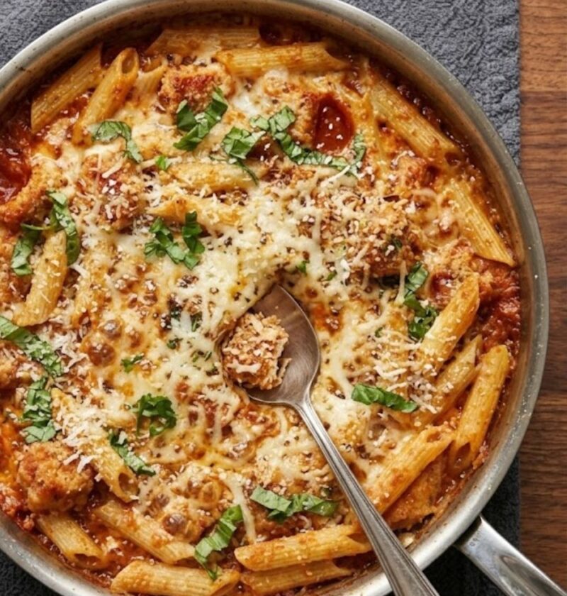One-Pan Chicken Parmesan Pasta Recipe