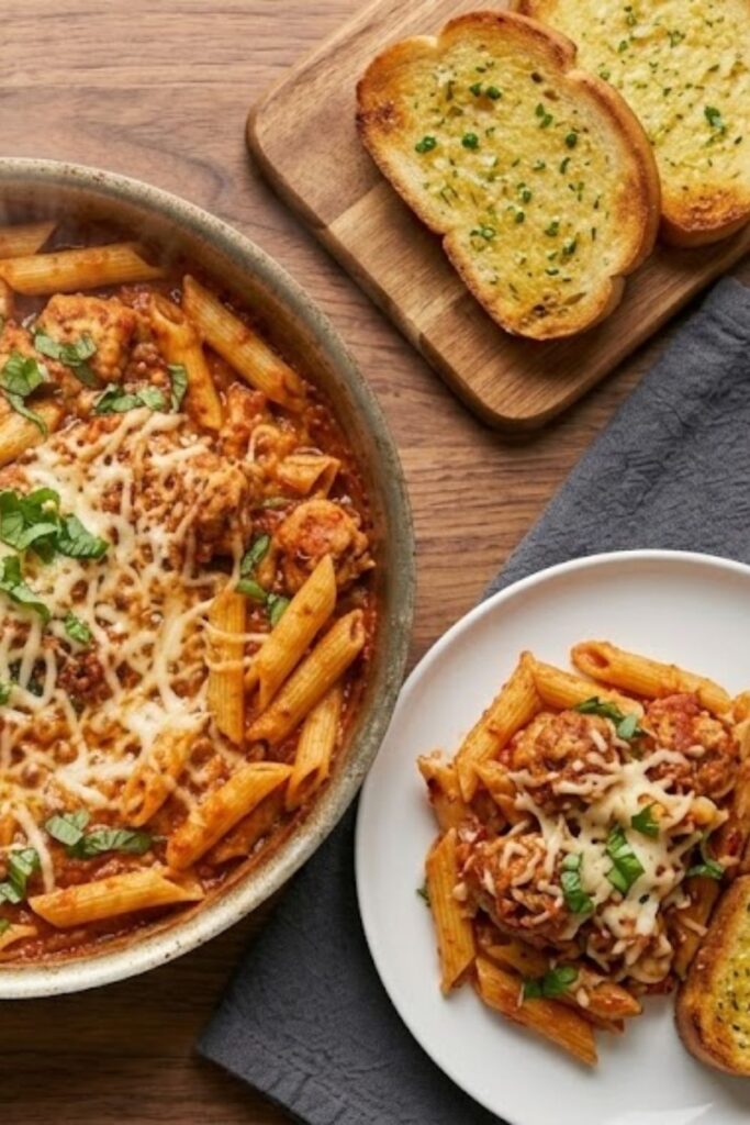 One-Pan Chicken Parmesan Pasta Recipe