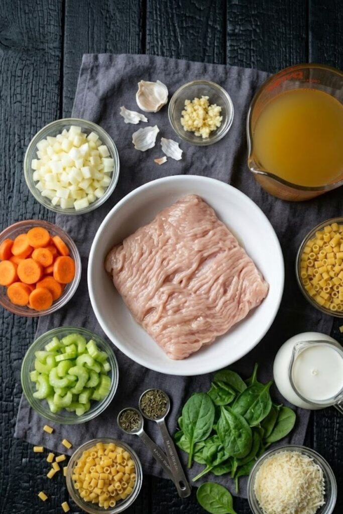 One Pot Creamy Italian Ground Chicken Soup