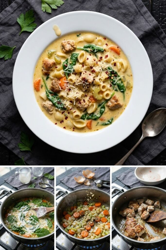 One Pot Creamy Italian Ground Chicken Soup