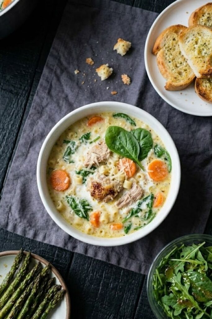 One Pot Creamy Italian Ground Chicken Soup