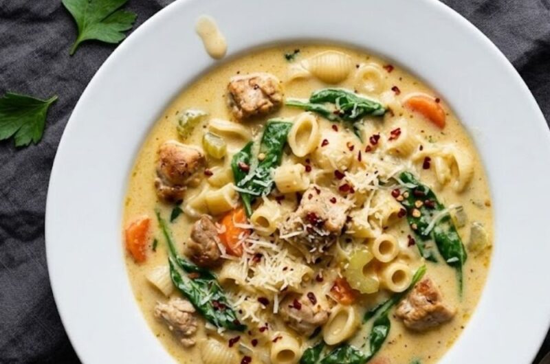 One Pot Creamy Italian Ground Chicken Soup