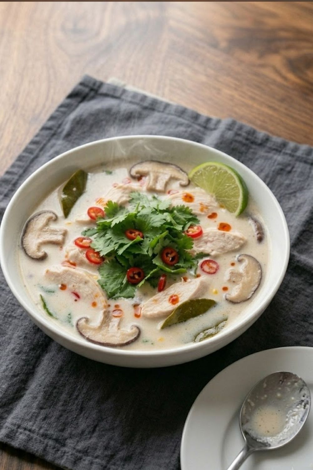 Thai Coconut Chicken Soup Recipe - Emily Chicken