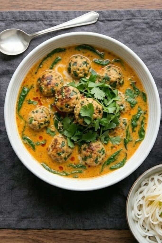 Thai Inspired Chicken Meatball Soup Recipe