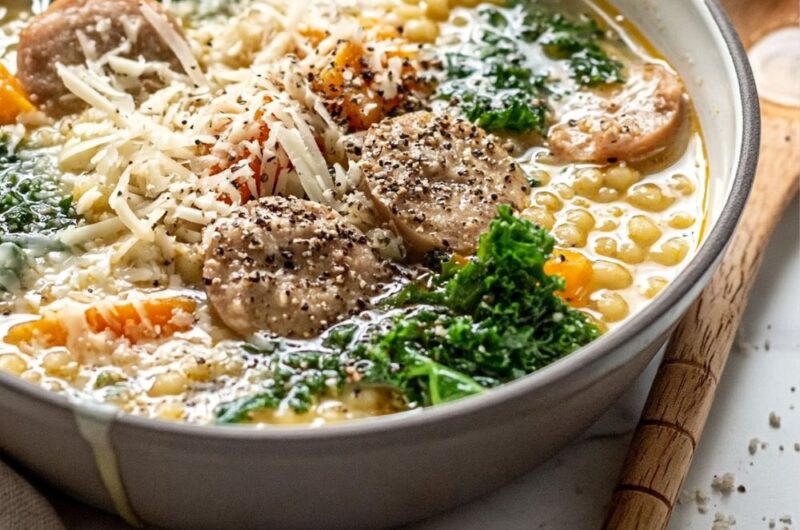 Chicken Sausage Couscous Kale Soup