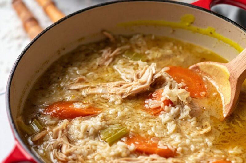 Chicken and Rice Soup with Ginger and Turmeric
