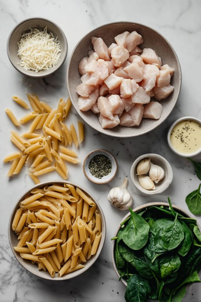 Garlic Chicken Spinach Pasta Recipe