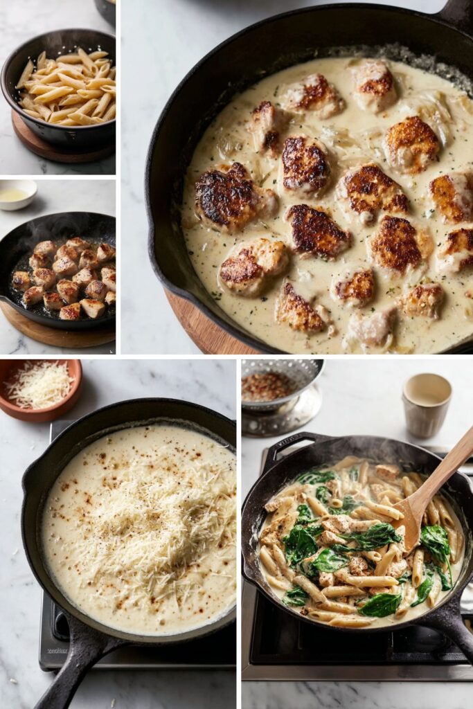 Garlic Chicken Spinach Pasta Recipe