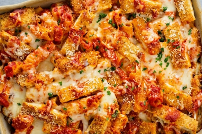 Baked Chicken Parmesan Pasta Casserole Recipe